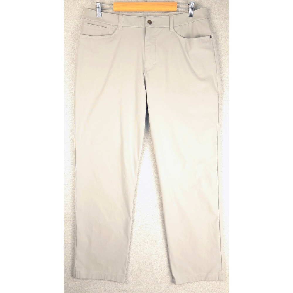 Lululemon ABC Classic Pant Warpstreme Slim Light Gray Stone Mens 34 (Fits 35x28)